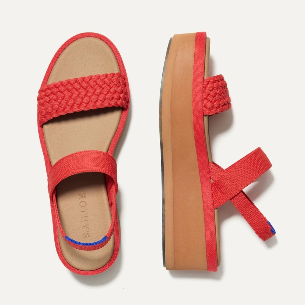 Rothy's Red Braided Platform Sandals